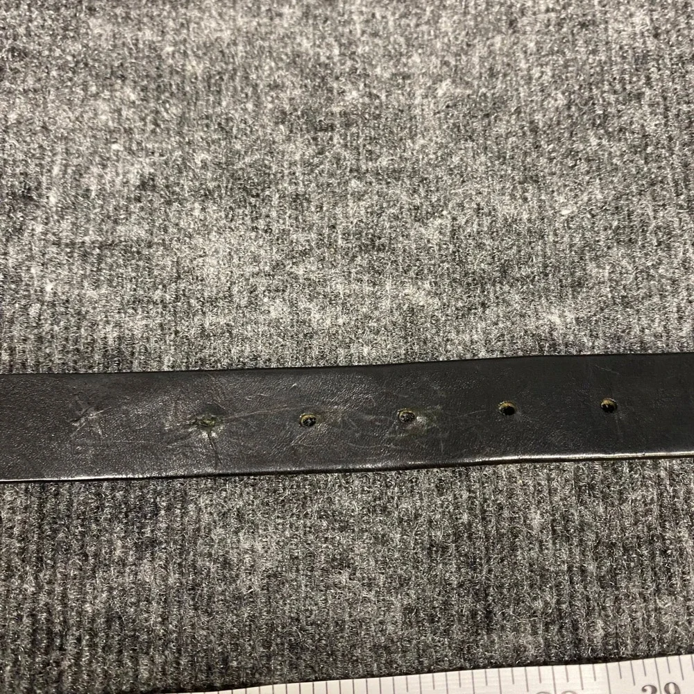 HM Black Genuine Leather Belt 444 Silver Buckle Made in Sweden Small